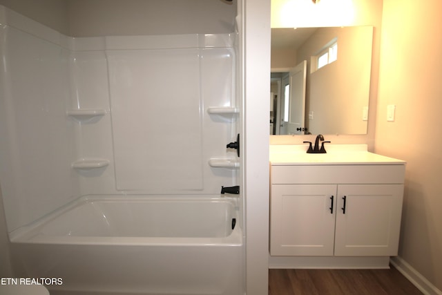 bathroom featuring vanity and wood finished floors