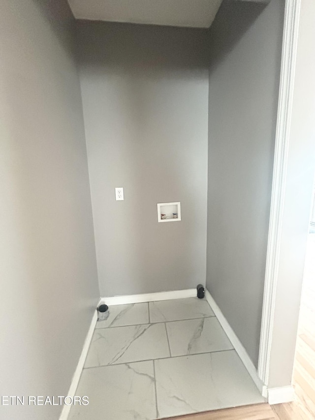 526 S Castle St, Knoxville, TN 37914 - laundry area with marble finish floor, baseboards, laundry area, and hookup for a washing machine