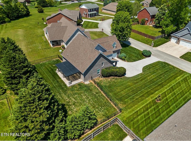 drone / aerial view with a residential view