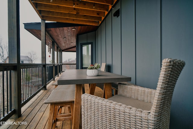 balcony with outdoor dining area