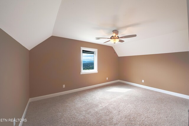 1012 Falcon Crest Dr, Seymour, TN 37865 - bonus room featuring ceiling fan, lofted ceiling, carpet flooring, and baseboards