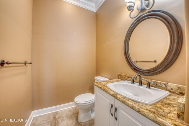 1012 Falcon Crest Dr, Seymour, TN 37865 - bathroom featuring toilet, baseboards, tile patterned floors, vanity, and crown molding