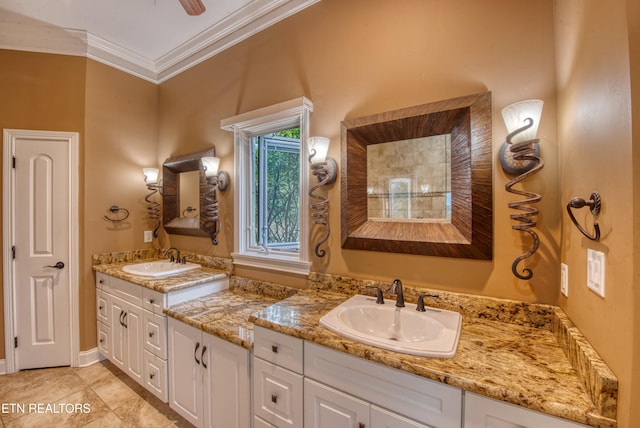 1012 Falcon Crest Dr, Seymour, TN 37865 - full bath featuring a sink, double vanity, ornamental molding, and baseboards