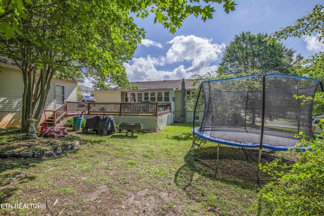 941 Pine Top St, Lenoir City, TN 37772 - view of yard featuring a trampoline and a deck