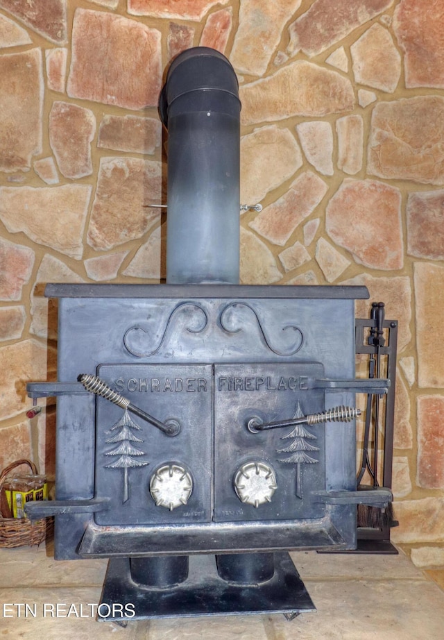 detailed view of a wood stove