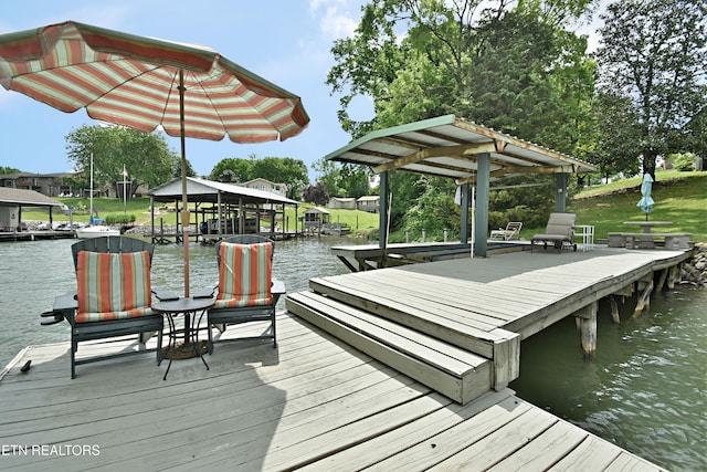 dock featuring a water view