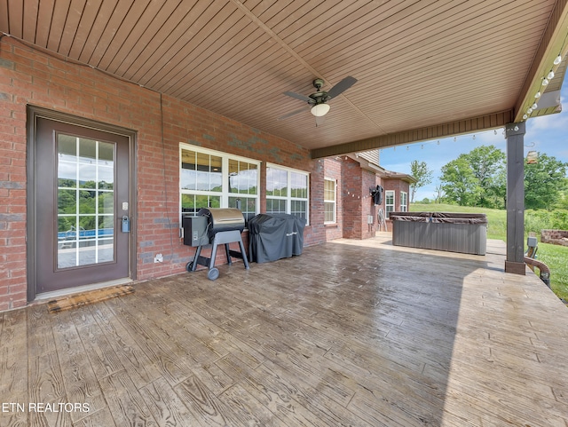 1810 Griffitts Mill Cir, Maryville, TN 37803 - wooden deck featuring a hot tub, ceiling fan, and area for grilling