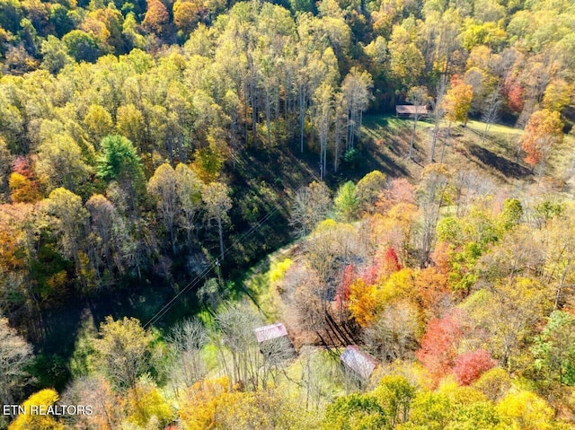 drone / aerial view with a forest view