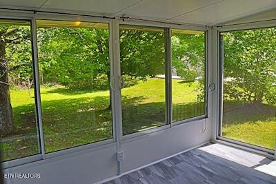 view of unfurnished sunroom