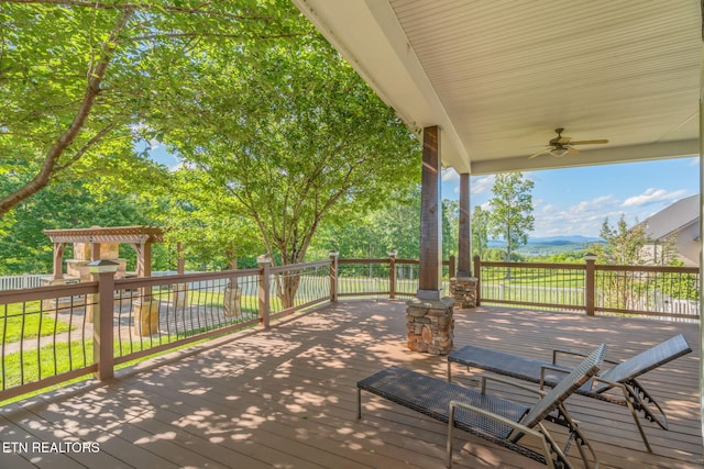 205 Melea Ln, Kingston, TN 37763 - wooden terrace with a ceiling fan and a mountain view