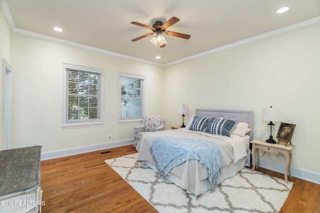 205 Melea Ln, Kingston, TN 37763 - bedroom featuring wood finished floors, crown molding, baseboards, recessed lighting, and a ceiling fan