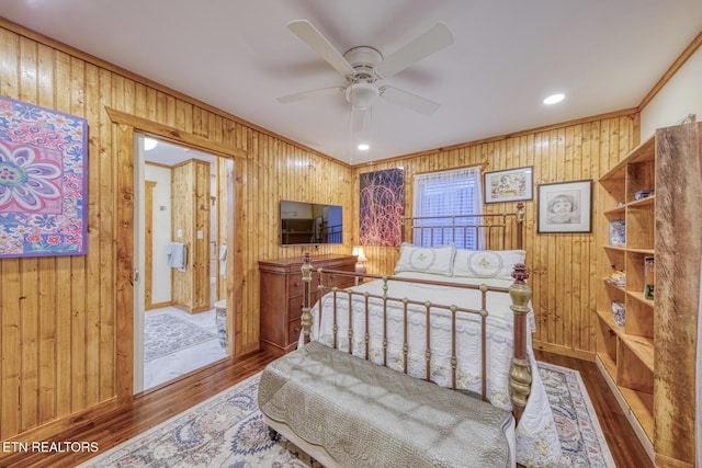 1898 Kennedy Way, Del Rio, TN 37727 - bedroom with wood walls, hardwood / wood-style floors, baseboards, and ornamental molding