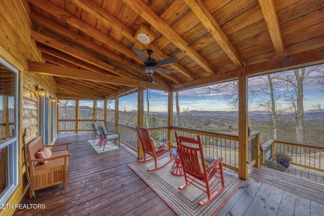 1898 Kennedy Way, Del Rio, TN 37727 - deck featuring a mountain view and a ceiling fan