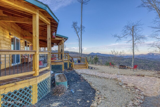 1898 Kennedy Way, Del Rio, TN 37727 - view of yard featuring a fire pit and a deck with mountain view