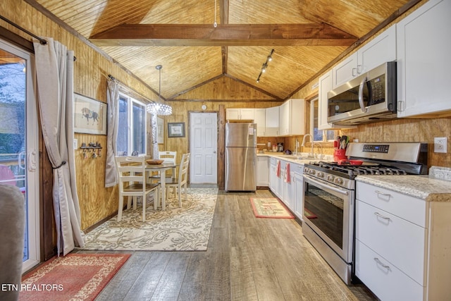 1898 Kennedy Way, Del Rio, TN 37727 - kitchen featuring appliances with stainless steel finishes, light wood-type flooring, a sink, wooden ceiling, and light countertops