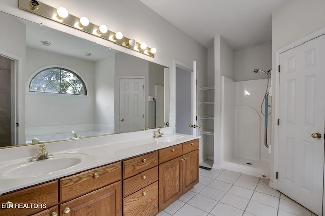 2000 Robinson Dr, Lenoir City, TN 37772 - full bath with a shower, tile patterned flooring, double vanity, and a tub