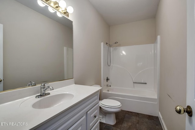 2000 Robinson Dr, Lenoir City, TN 37772 - full bathroom featuring toilet, vanity,  shower combination, and stone finish flooring
