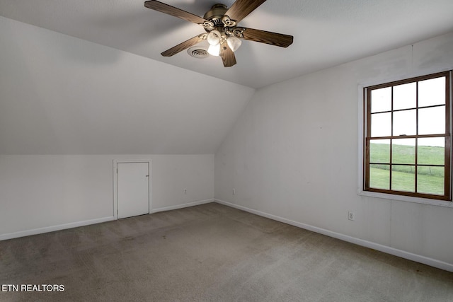2000 Robinson Dr, Lenoir City, TN 37772 - additional living space featuring carpet floors, vaulted ceiling, baseboards, and a ceiling fan
