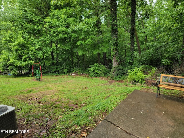 view of yard featuring central AC