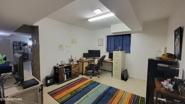 view of carpeted home office