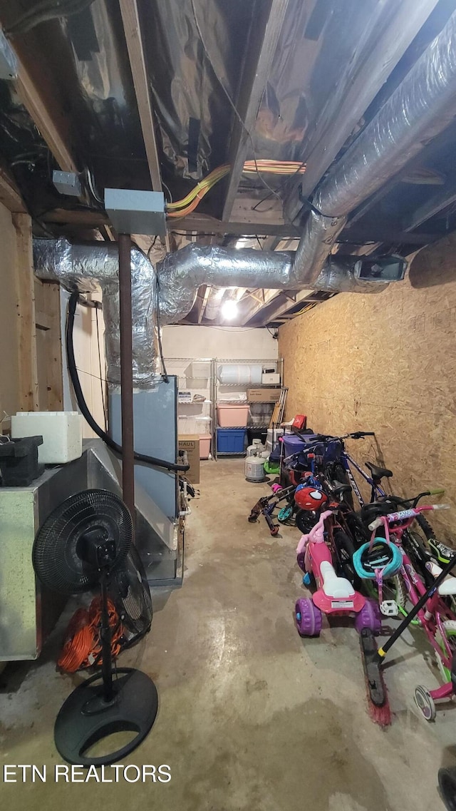 view of unfinished basement