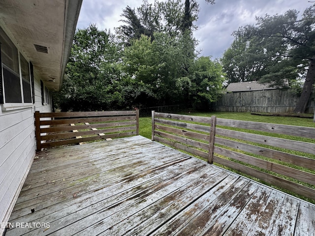 deck featuring a fenced backyard
