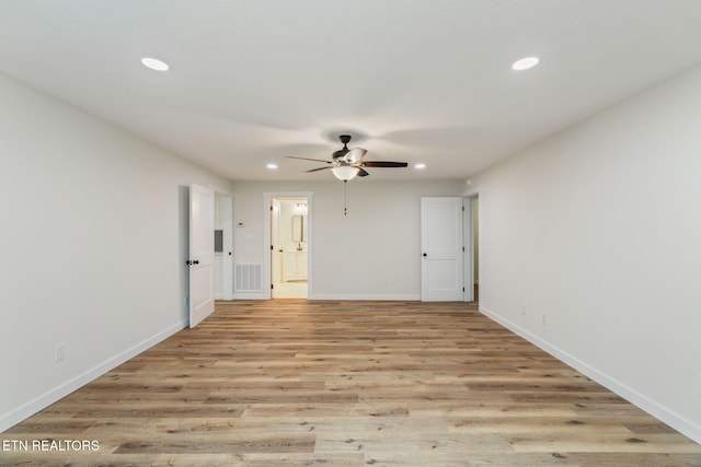 7220 Beelertown Rd, Powell, TN 37849 - empty room featuring recessed lighting, ceiling fan, light wood-style floors, and baseboards