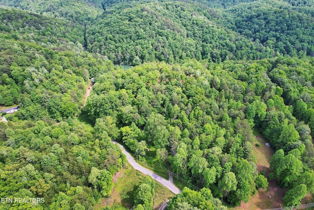 drone / aerial view of a heavily wooded area