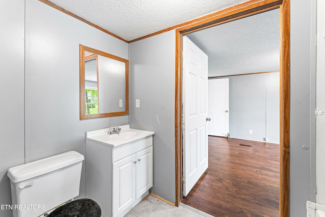 7726 Misty Point Way, Knoxville, TN 37914 - bathroom with crown molding, a textured ceiling, vanity, and toilet
