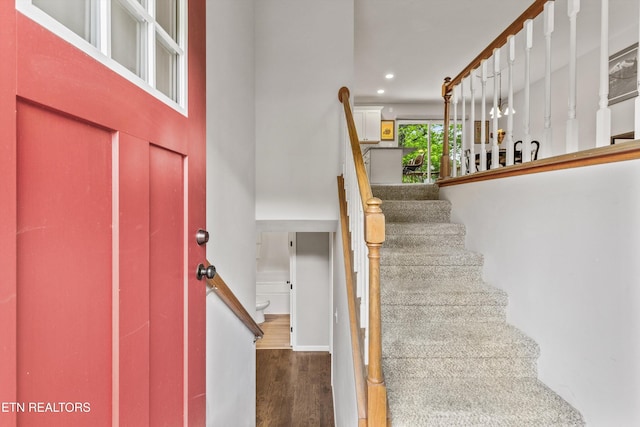 10212 Birch Hill Ln, Knoxville, TN 37932 - stairs featuring recessed lighting and wood finished floors