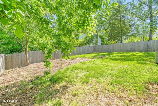 view of yard featuring a fenced backyard