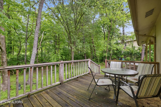 131 Clifton Cir, Oak Ridge, TN 37830 - wooden terrace featuring outdoor dining space
