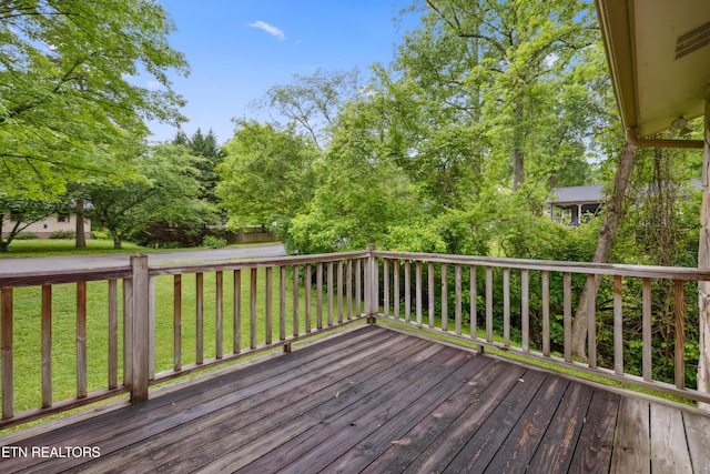 131 Clifton Cir, Oak Ridge, TN 37830 - wooden deck featuring a lawn