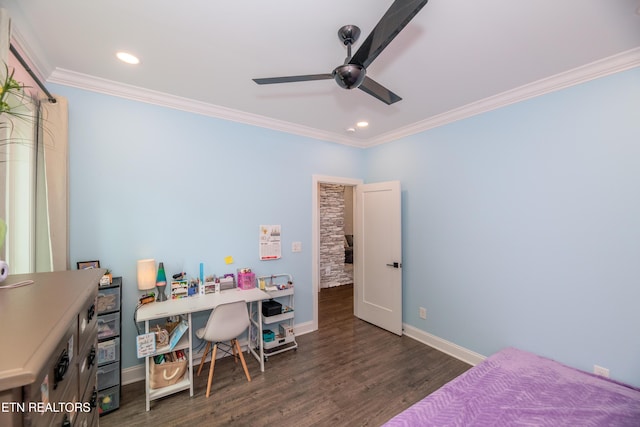 8304 Davis Ferry Rd, Loudon, TN 37774 - bedroom with baseboards, ornamental molding, recessed lighting, and wood finished floors