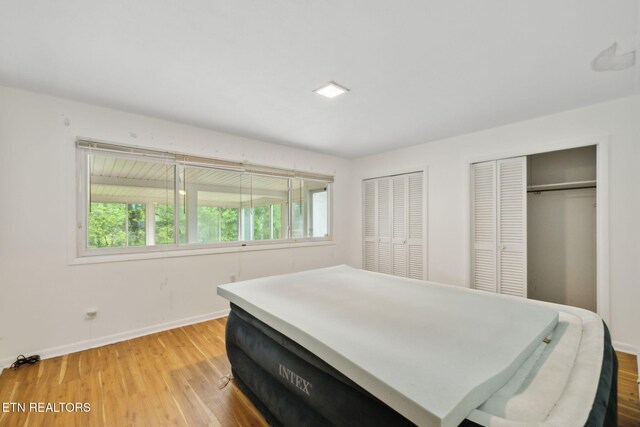 138 Lilac Dr, Lafollette, TN 37766 - bedroom featuring multiple closets, baseboards, and light wood-style flooring