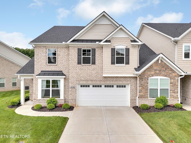 11842 Gecko Dr, Knoxville, TN 37932 - craftsman-style home featuring driveway, a front yard, roof with shingles, and a garage