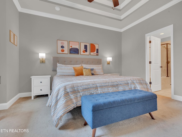 11842 Gecko Dr, Knoxville, TN 37932 - carpeted bedroom featuring baseboards, ornamental molding, and ceiling fan
