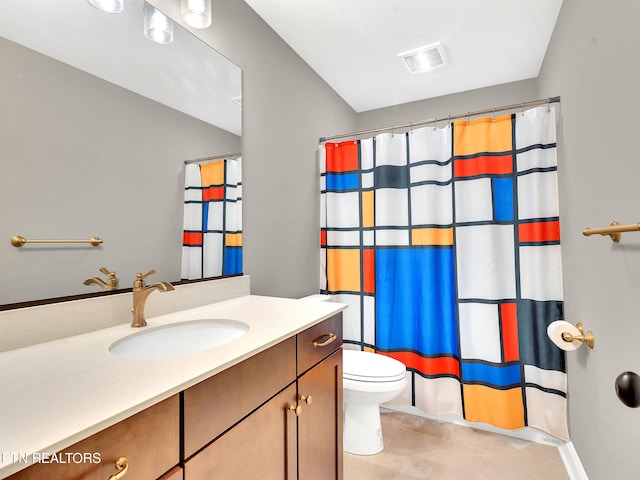 11842 Gecko Dr, Knoxville, TN 37932 - bathroom featuring vanity, tile patterned flooring, toilet, and a shower with shower curtain