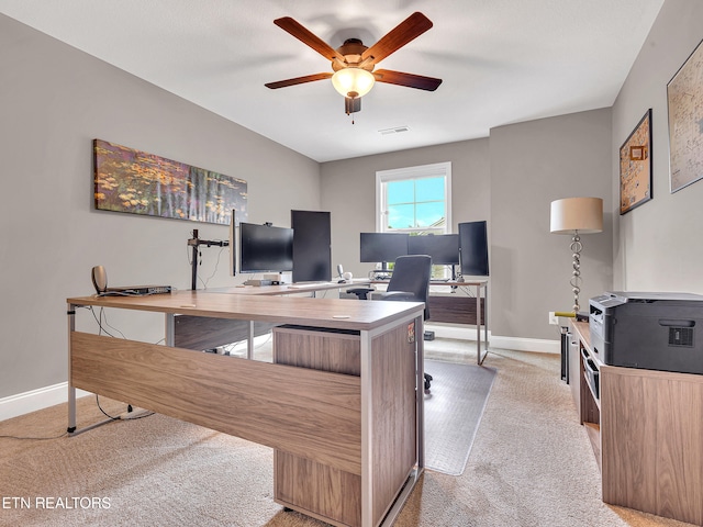 11842 Gecko Dr, Knoxville, TN 37932 - office area with a ceiling fan, light carpet, and baseboards