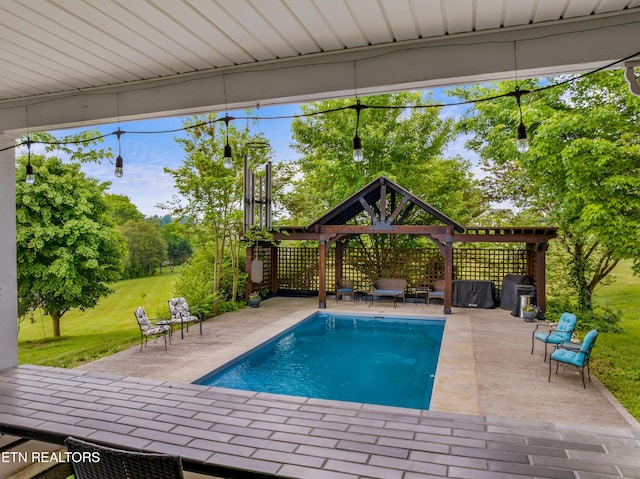 687 Burchfield Rd, Dandridge, TN 37725 - view of pool featuring a gazebo, a patio area, and a lawn