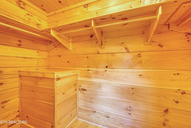 additional living space with a relaxing sauna and wooden walls