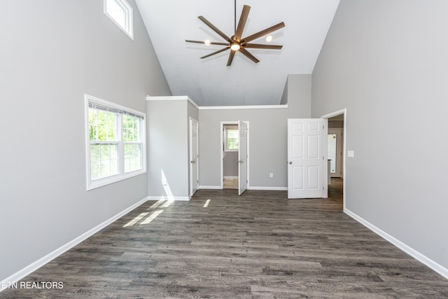 2208 Sanderson Rd, Knoxville, TN 37921 - empty room with baseboards, high vaulted ceiling, and a ceiling fan