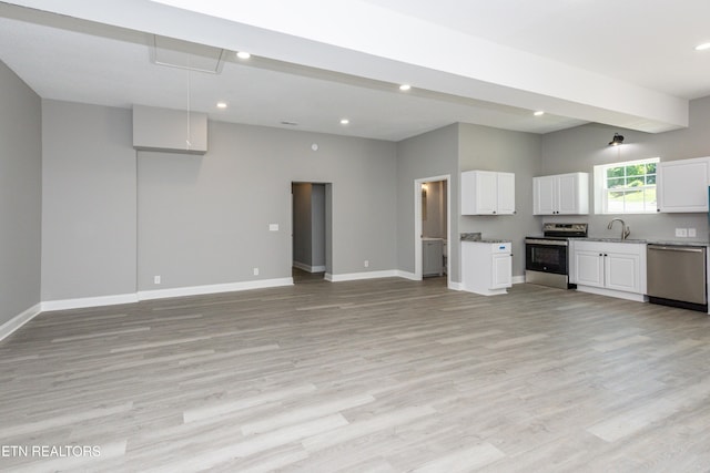 2208 Sanderson Rd, Knoxville, TN 37921 - kitchen with light wood-type flooring, white cabinets, and appliances with stainless steel finishes