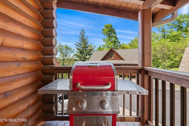 deck with a grill
