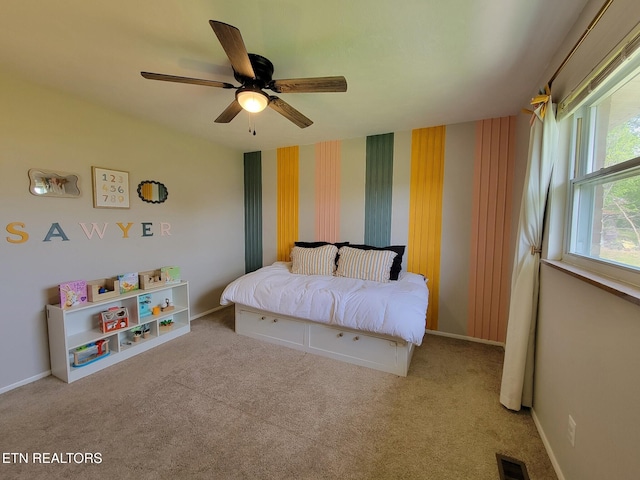 8008 Sharp Rd, Powell, TN 37849 - carpeted bedroom with baseboards, ceiling fan, and visible vents