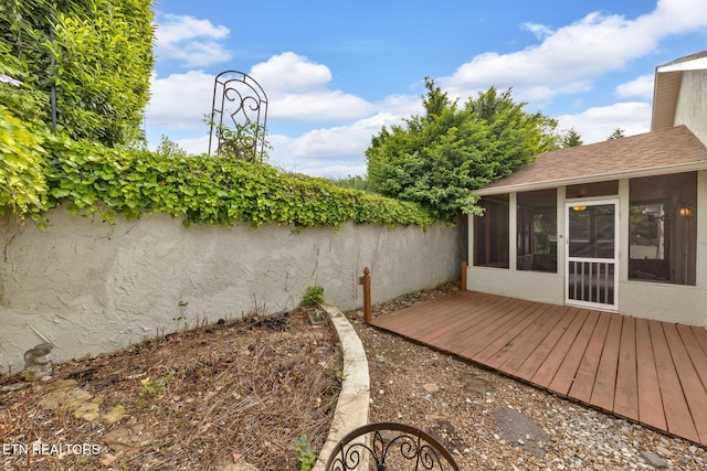 791 Constitution Dr, Jefferson City, TN 37760 - view of yard with a sunroom, a wooden deck, and fence