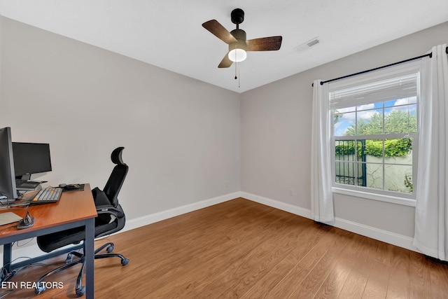791 Constitution Dr, Jefferson City, TN 37760 - home office with ceiling fan, baseboards, and wood finished floors