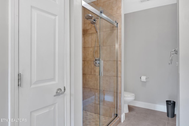 791 Constitution Dr, Jefferson City, TN 37760 - bathroom with a shower stall, tile patterned floors, toilet, and baseboards