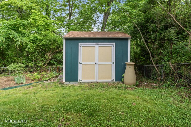 view of shed