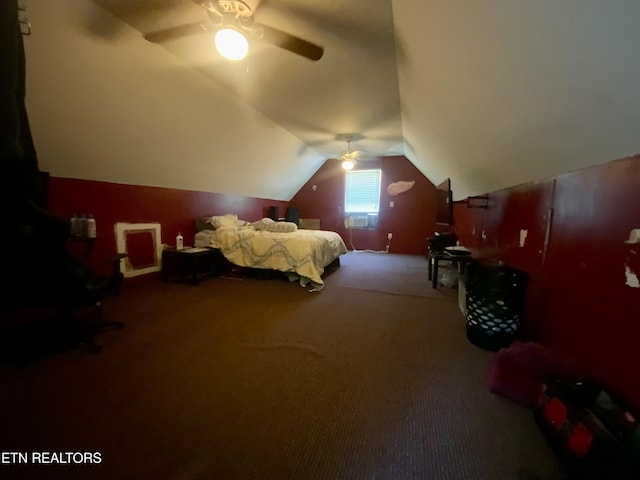 205 Browder Rd, Kingston, TN 37763 - carpeted bedroom with ceiling fan and lofted ceiling